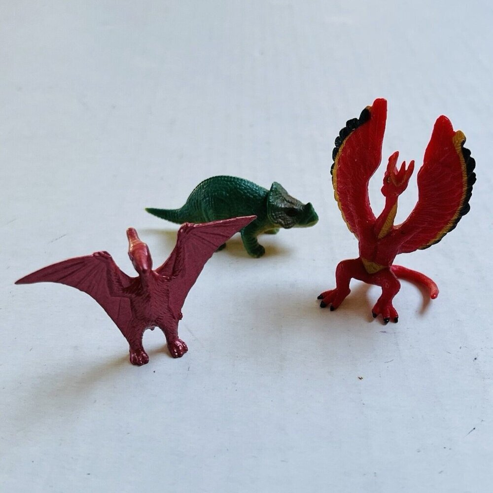 Vintage Lot of 3 Mini Dinosaur Toy Birthday Party‎ Cake Figure Small Set